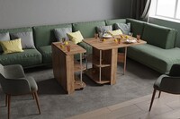 Стол-книжка раскладкой с полками Дуб крафт табачный